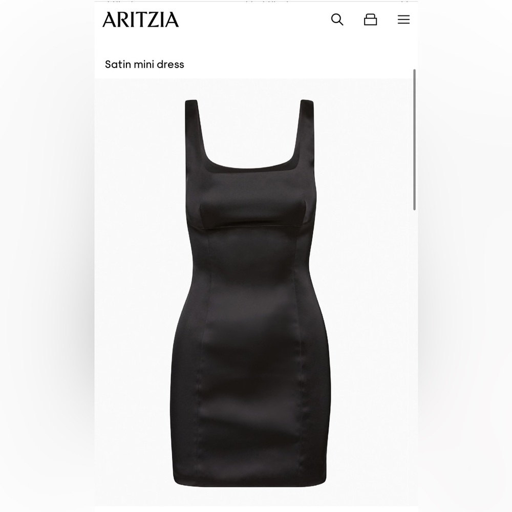 Aritzia Black Wilfred Shine Mini Satin Dress